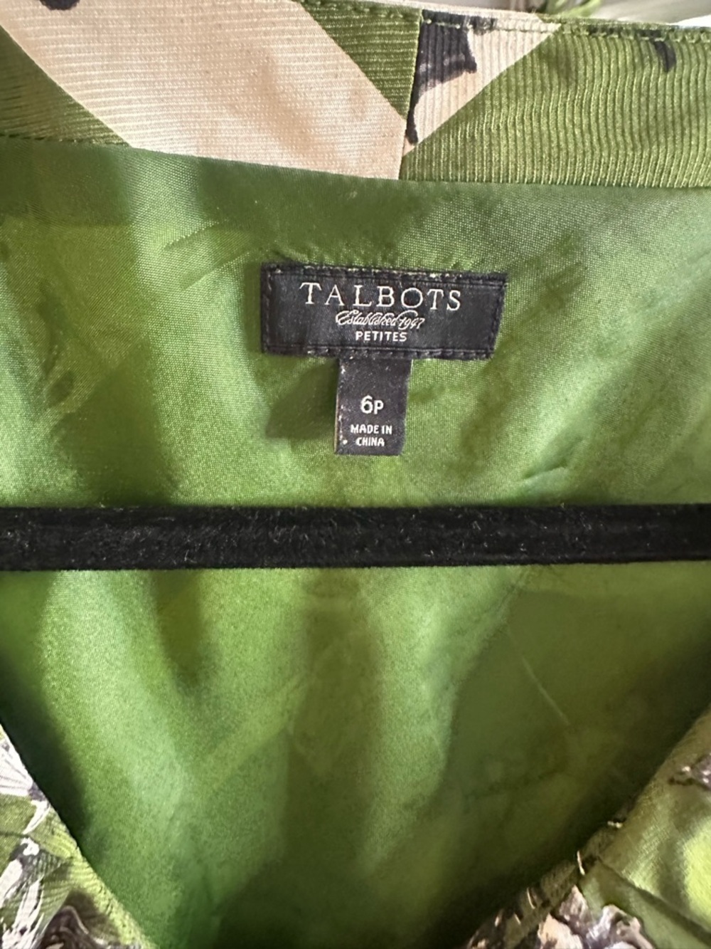 Talbots 100% Silk Olive Green Floral V-Neck Midi Dress with Belt - Picture 4 of 6